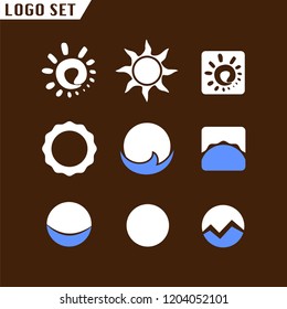 Abstract Sun set Logo element. Corporate branding identity design template.