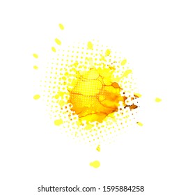Abstract sun from the stains of paint. Mixed media. Vector illustration