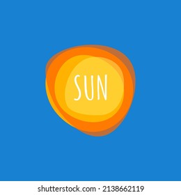 Abstract sun, sunny day logo. Sun logo, yellow round logotype. Summer hot icon. Vector travel symbol 