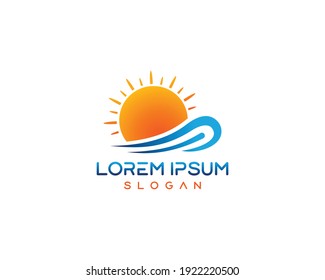 Abstract sun, sunset logo design, summer sun, sea, sunset logo vector design