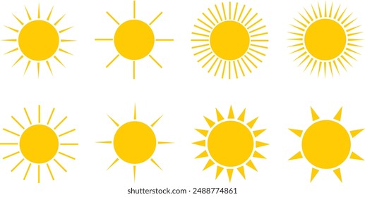 Abstractas símbolo del sol. Símbolo de verano soleado logo Ilustración vectorial.