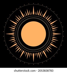 Abstract sun. Vector illustration. Bohemian art print.