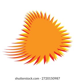 Abstract sun vector illustration with bright yellow and orange rays symbolizing summer warmth and sunshine.