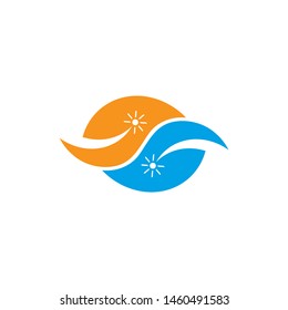 abstract sun waves curves geometric symbol logo vector