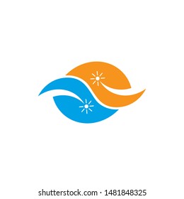 abstract sun waves curves geometric symbol logo vector