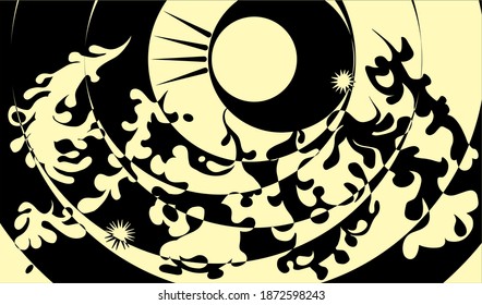 Abstract sun and winds clouds weather concept. Eps10 vector illustraion.