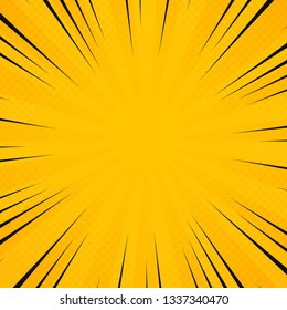 Abstract sun yellow color in radiance rays pattern with comic black line background. Decoration for poster texting, banner art work, banner, show text. illustration vector eps10