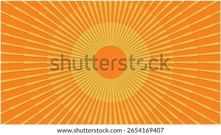 Abstract sunbeam with rays in orange and yellow. Dimension 16:9. Vector illustration.