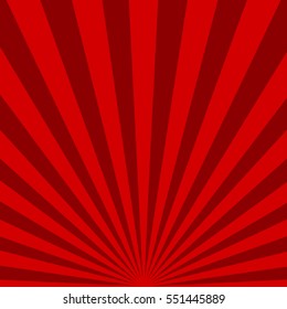 Abstract sunbeams background. Bright sunbeams on red background. Vector illustration. Abstract bright background