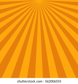 Abstract sunbeams background. Bright sunbeams on orange background. Vector illustration. Abstract bright background