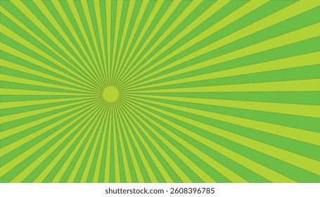 Abstract sunbeams background. Green sunbeams background.