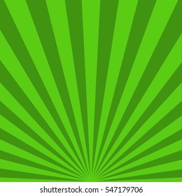 Abstract sunbeams background. Green sunbeams background. Vector illustration. Abstract bright background.