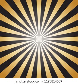Abstract sunbeams gold rays on dark background - Vector illustration