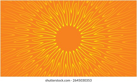 Abstract sunbean in yellow and orange. Dimension 16:9. Vector illustration.