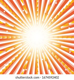 Abstract sunburst background with geometric shapes and stars on a white background. Template for your text 