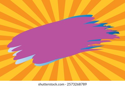 Abstract Sunburst Background with Pink Brush Stroke