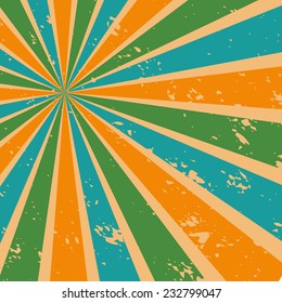 Abstract Sunburst Background. Vector Illustration in Retro Colors. Grunge Effect