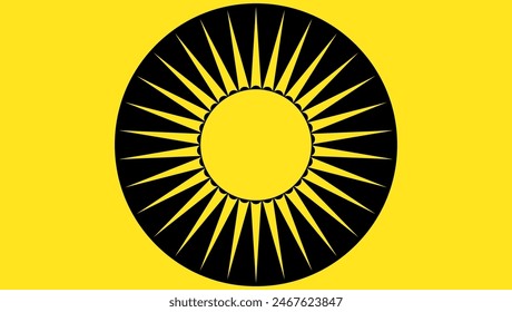 Abstract Sunburst Border Frame Design - Minimalist Yellow and Black Illustration