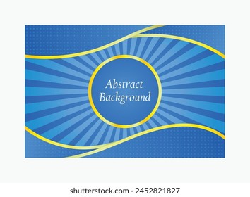 Abstract sunburst with curved pattern blue background and gold combination with circle frame