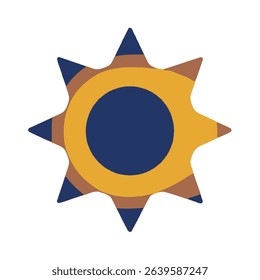 Abstract sunburst design yellow blue brown starburst icon