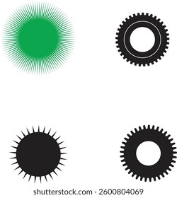 Abstract Sunburst and Gear Design Elements – Vector Art for Graphic Design