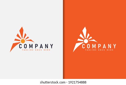 Abstract Sunburst Inside Triangle Shape Logo Design, Usable For Brand and Company. Vector Logo Illustration.