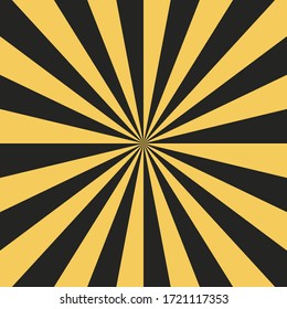 Fondo abstracto del patrón de ráfagas de sol.  Rayo estridente amarillo y negro. Ilustración vectorial de recursos gráficos