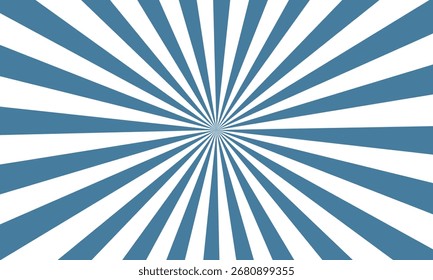 Abstract Sunburst Pattern of Blue Rays on White Background