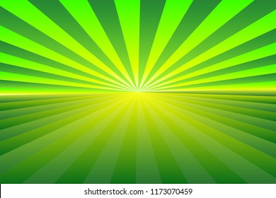 Abstract sunburst pattern, gradient green and yellow ray colors. Vector illustration, EPS10. Geometric pattern. Use as background, backdrop, image montage, mock up template, etc.