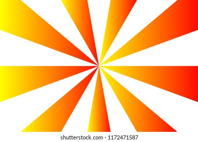 Abstract sunburst pattern, gradient red, orange, and yellow ray colors on white background. Vector illustration, EPS10. Geometric pattern. Use as background, backdrop, image montage, mock up template,