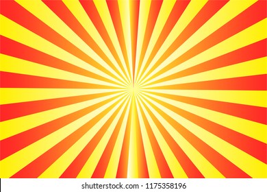 Abstract sunburst pattern, gradient red, orange, and yellow ray colors. Vector illustration, EPS10. Geometric pattern. Use as background, backdrop, image montage, mock up template in graphic design.