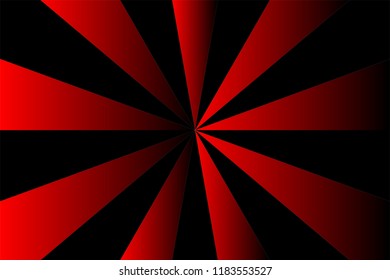 Abstract sunburst pattern, gradient red and black ray colors. Vector illustration, EPS10. Geometric pattern. Use as background, backdrop, image montage, mock up template in graphic design.