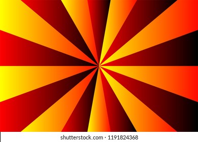 Abstract sunburst pattern, gradient yellow, red and black ray colors. Vector illustration, EPS10. Geometric pattern. Use as background, backdrop, image montage, mock up template in graphic design.