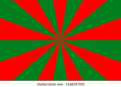 Abstract sunburst pattern, red and green rays background, Christmas and New year theme. Vector illustration, EPS10. Geometric pattern. Use as background, backdrop, image montage, mock up template, etc