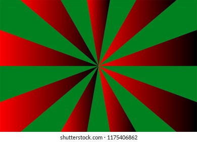 Abstract sunburst pattern, red rays on gradient green background, Merry Christmas theme. Vector illustration, EPS10. Geometric pattern. Use as background, backdrop, image montage, mockup template, etc