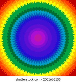 Abstract sunburst in rainbow colors or chakra colors