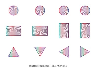 Colección Abstractas de la forma de la explosión del rayo del sol - sistema geométrico vibrante del Vector del gradiente.