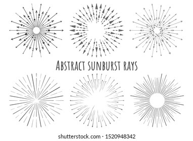 Abstract sunburst rays with arrows different type of drawing	