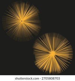 Abstractas rayos de sol. Líneas de luz brillantes. Vector de forma radial. Gráfico de fondo oscuro.