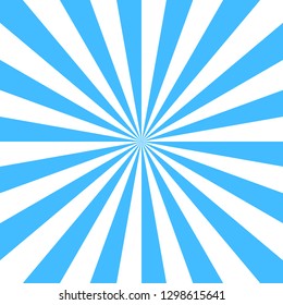 Abstract sunburst or sunbeams empty background in blue and white colors. Blank retro vintage backdrop designed in square size. The design graphic element is saved as a vector illustration.