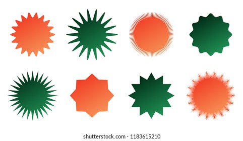 Abstract sunburst vector badges set. Isolated, on white background