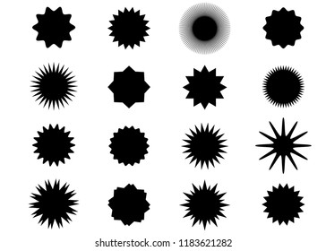 Conjunto de insignias Abstractas de Vector sunburst. Aislado, sobre fondo blanco