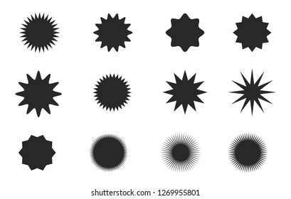 Abstract sunburst vector badges set. Isolated, on white background