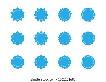 Abstract sunburst vector badges set. Isolated, on white background