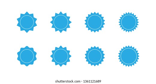Abstract sunburst vector badges set. Isolated, on white background
