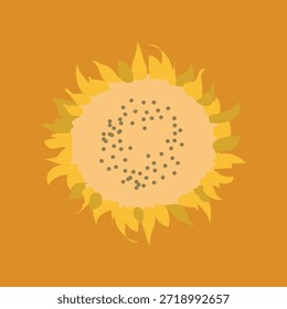 Abstract sunflower background featuring a bright yellow vector illustration with sunbeam light and orange sunshine for a warm summer nature design.