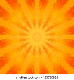 Abstract sunflower background. Mandala stylistics. 