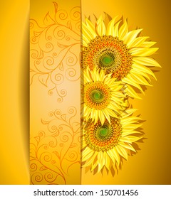 Abstract sunflower background, Vector illustration. 