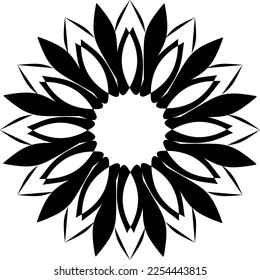 Abstract sunflower black and white