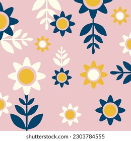 Abstract sunflower pattern design on pink background, sunflower Vector, abstract pattern.